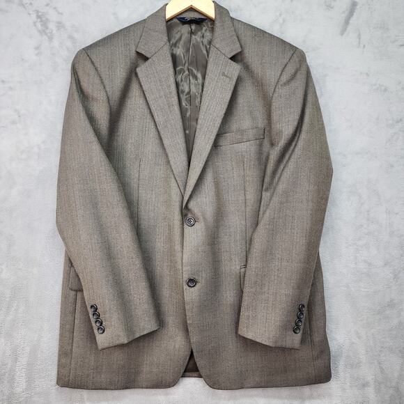 Joseph & Feiss Sport Coat Mens 42R Brown Herringbone Wool 2 Button Blazer Jacket - Picture 2 of 14